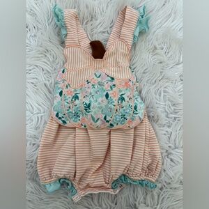 Floral and Striped Baby Romper